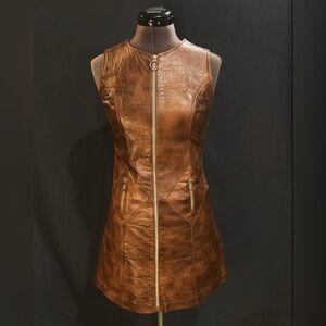 Vintage Leather Zip-Up Dress